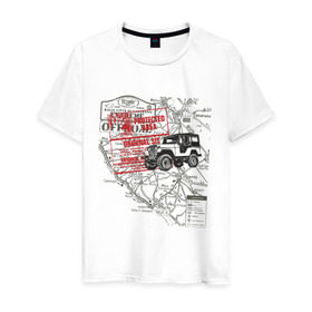 Мужская футболка хлопок с принтом Внедорожник в Екатеринбурге, 100% хлопок | прямой крой, круглый вырез горловины, длина до линии бедер, слегка спущенное плечо. | auto | off road | авто | автомобильные | внедорожник | машины | тачки