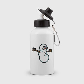 Бутылка спортивная с принтом Snowman в Екатеринбурге, металл | емкость — 500 мл, в комплекте две пластиковые крышки и карабин для крепления | Тематика изображения на принте: 