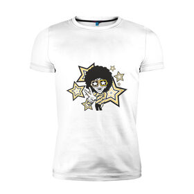 Мужская футболка премиум с принтом Disco Star в Екатеринбурге, 92% хлопок, 8% лайкра | приталенный силуэт, круглый вырез ворота, длина до линии бедра, короткий рукав | disco | star | диско | дискотека 80 хстар | музыка