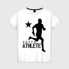 Женская футболка хлопок с принтом Лёгкая атлетика (4) в Екатеринбурге, 100% хлопок | прямой крой, круглый вырез горловины, длина до линии бедер, слегка спущенное плечо | атлет | бег | бегун | легкая атлетика | марафон | марафонец | спринтер