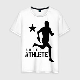 Мужская футболка хлопок с принтом Лёгкая атлетика (4) в Екатеринбурге, 100% хлопок | прямой крой, круглый вырез горловины, длина до линии бедер, слегка спущенное плечо. | Тематика изображения на принте: атлет | бег | бегун | легкая атлетика | марафон | марафонец | спринтер