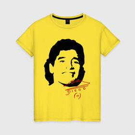 Женская футболка хлопок с принтом Diego Maradona в Екатеринбурге, 100% хлопок | прямой крой, круглый вырез горловины, длина до линии бедер, слегка спущенное плечо | Тематика изображения на принте: diego maradona | footballplayer | аргентина | диего марадона | сборная аргентины