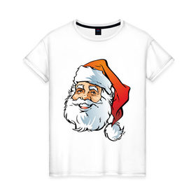 Женская футболка хлопок с принтом Дед Мороз в Екатеринбурге, 100% хлопок | прямой крой, круглый вырез горловины, длина до линии бедер, слегка спущенное плечо | дед | дед  отморозок | дед мороз | нг | новый год | отморозок