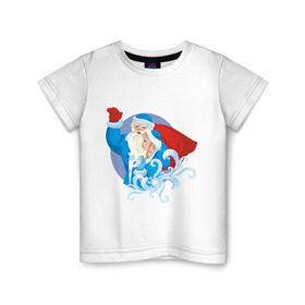 Детская футболка хлопок с принтом Мороз и снегурочка (2) в Екатеринбурге, 100% хлопок | круглый вырез горловины, полуприлегающий силуэт, длина до линии бедер | Тематика изображения на принте: дед | дед  отморозок | дед мороз | нг | новый год | отморозок | снегурка | снегурочка