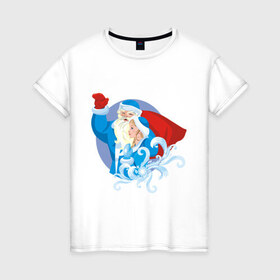 Женская футболка хлопок с принтом Мороз и снегурочка (2) в Екатеринбурге, 100% хлопок | прямой крой, круглый вырез горловины, длина до линии бедер, слегка спущенное плечо | дед | дед  отморозок | дед мороз | нг | новый год | отморозок | снегурка | снегурочка