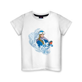 Детская футболка хлопок с принтом Снегурочка и метель в Екатеринбурге, 100% хлопок | круглый вырез горловины, полуприлегающий силуэт, длина до линии бедер | метель | нг | новый год | снегурка | снегурочка | снегурочка и метель