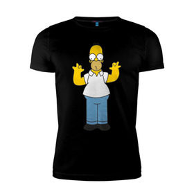 Мужская футболка премиум с принтом Homer Simpson в Екатеринбурге, 92% хлопок, 8% лайкра | приталенный силуэт, круглый вырез ворота, длина до линии бедра, короткий рукав | 