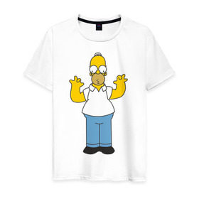 Мужская футболка хлопок с принтом Homer Simpson в Екатеринбурге, 100% хлопок | прямой крой, круглый вырез горловины, длина до линии бедер, слегка спущенное плечо. | 