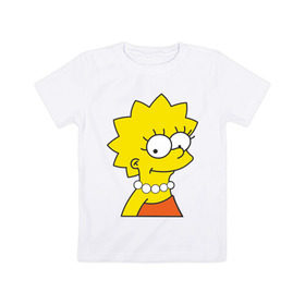Детская футболка хлопок с принтом Lisa Simpson в Екатеринбурге, 100% хлопок | круглый вырез горловины, полуприлегающий силуэт, длина до линии бедер | simpsons | лиза симпсон | симпсоны | симсоны