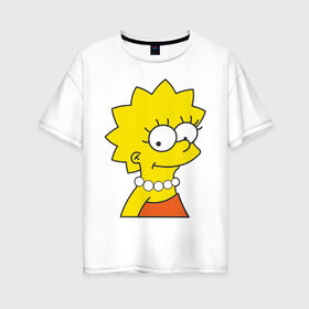 Женская футболка хлопок Oversize с принтом Lisa Simpson в Екатеринбурге, 100% хлопок | свободный крой, круглый ворот, спущенный рукав, длина до линии бедер
 | simpsons | лиза симпсон | симпсоны | симсоны