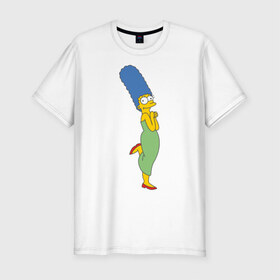 Мужская футболка премиум с принтом Marge Simpson в Екатеринбурге, 92% хлопок, 8% лайкра | приталенный силуэт, круглый вырез ворота, длина до линии бедра, короткий рукав | simpsons | симпсоны | симсоны