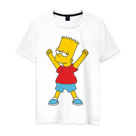 Мужская футболка хлопок с принтом Bart Simpson (2) в Екатеринбурге, 100% хлопок | прямой крой, круглый вырез горловины, длина до линии бедер, слегка спущенное плечо. | simpsons | барт | барт симпсон | симсоны | симспоны
