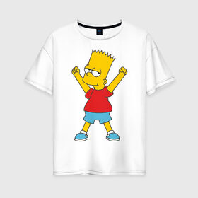 Женская футболка хлопок Oversize с принтом Bart Simpson (2) в Екатеринбурге, 100% хлопок | свободный крой, круглый ворот, спущенный рукав, длина до линии бедер
 | simpsons | барт | барт симпсон | симсоны | симспоны