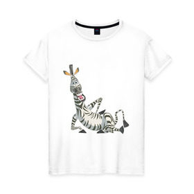 Женская футболка хлопок с принтом Мадагаскар (4) в Екатеринбурге, 100% хлопок | прямой крой, круглый вырез горловины, длина до линии бедер, слегка спущенное плечо | Тематика изображения на принте: madagascar | зебра | мадагаскар