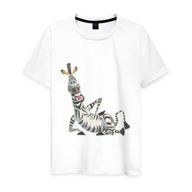 Мужская футболка хлопок с принтом Мадагаскар (4) в Екатеринбурге, 100% хлопок | прямой крой, круглый вырез горловины, длина до линии бедер, слегка спущенное плечо. | madagascar | зебра | мадагаскар