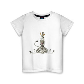 Детская футболка хлопок с принтом Мадагаскар (5) в Екатеринбурге, 100% хлопок | круглый вырез горловины, полуприлегающий силуэт, длина до линии бедер | Тематика изображения на принте: madagascar | зебра | мадагаскар