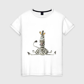 Женская футболка хлопок с принтом Мадагаскар (5) в Екатеринбурге, 100% хлопок | прямой крой, круглый вырез горловины, длина до линии бедер, слегка спущенное плечо | madagascar | зебра | мадагаскар
