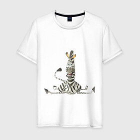 Мужская футболка хлопок с принтом Мадагаскар (5) в Екатеринбурге, 100% хлопок | прямой крой, круглый вырез горловины, длина до линии бедер, слегка спущенное плечо. | madagascar | зебра | мадагаскар