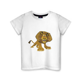 Детская футболка хлопок с принтом Мадагаскар (6) в Екатеринбурге, 100% хлопок | круглый вырез горловины, полуприлегающий силуэт, длина до линии бедер | Тематика изображения на принте: madagascar | лев | мадагаскар