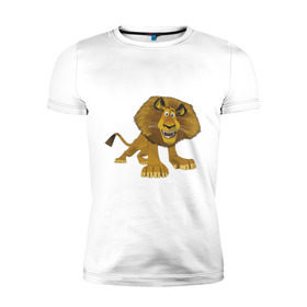 Мужская футболка премиум с принтом Мадагаскар (6) в Екатеринбурге, 92% хлопок, 8% лайкра | приталенный силуэт, круглый вырез ворота, длина до линии бедра, короткий рукав | madagascar | лев | мадагаскар