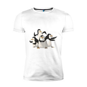 Мужская футболка премиум с принтом Мадагаскар (8) в Екатеринбурге, 92% хлопок, 8% лайкра | приталенный силуэт, круглый вырез ворота, длина до линии бедра, короткий рукав | madagascar | мадагаскар | пингвины
