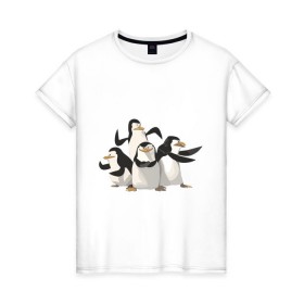 Женская футболка хлопок с принтом Мадагаскар (8) в Екатеринбурге, 100% хлопок | прямой крой, круглый вырез горловины, длина до линии бедер, слегка спущенное плечо | madagascar | мадагаскар | пингвины