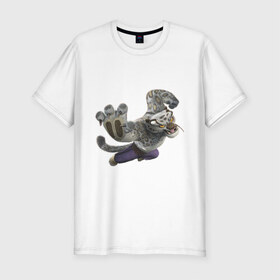 Мужская футболка премиум с принтом Кунг фу Панда (4) в Екатеринбурге, 92% хлопок, 8% лайкра | приталенный силуэт, круглый вырез ворота, длина до линии бедра, короткий рукав | Тематика изображения на принте: kung fu panda | panda | кунг фу | кунг фу панда