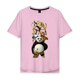 Мужская футболка хлопок Oversize с принтом Кунг фу Панда (10) в Екатеринбурге, 100% хлопок | свободный крой, круглый ворот, “спинка” длиннее передней части | kung fu panda | panda | кунг фу | кунг фу панда