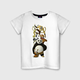 Детская футболка хлопок с принтом Кунг фу Панда (10) в Екатеринбурге, 100% хлопок | круглый вырез горловины, полуприлегающий силуэт, длина до линии бедер | kung fu panda | panda | кунг фу | кунг фу панда