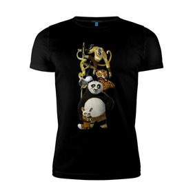 Мужская футболка премиум с принтом Кунг фу Панда (10) в Екатеринбурге, 92% хлопок, 8% лайкра | приталенный силуэт, круглый вырез ворота, длина до линии бедра, короткий рукав | Тематика изображения на принте: kung fu panda | panda | кунг фу | кунг фу панда