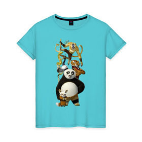 Женская футболка хлопок с принтом Кунг фу Панда (10) в Екатеринбурге, 100% хлопок | прямой крой, круглый вырез горловины, длина до линии бедер, слегка спущенное плечо | kung fu panda | panda | кунг фу | кунг фу панда
