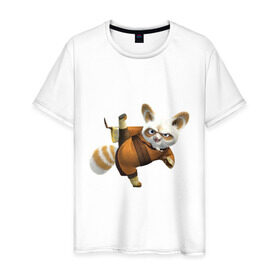 Мужская футболка хлопок с принтом Кунг фу Панда (13) в Екатеринбурге, 100% хлопок | прямой крой, круглый вырез горловины, длина до линии бедер, слегка спущенное плечо. | Тематика изображения на принте: kung fu panda | panda | кунг фу | кунг фу панда