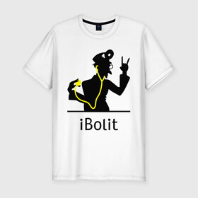 Мужская футболка премиум с принтом iBolit в Екатеринбурге, 92% хлопок, 8% лайкра | приталенный силуэт, круглый вырез ворота, длина до линии бедра, короткий рукав | Тематика изображения на принте: apple | ibolit | mac | айболит | мак