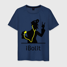 Мужская футболка хлопок с принтом iBolit в Екатеринбурге, 100% хлопок | прямой крой, круглый вырез горловины, длина до линии бедер, слегка спущенное плечо. | apple | ibolit | mac | айболит | мак