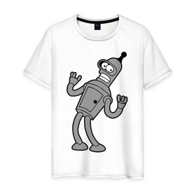 Мужская футболка хлопок с принтом Futurama (4) в Екатеринбурге, 100% хлопок | прямой крой, круглый вырез горловины, длина до линии бедер, слегка спущенное плечо. | bender | futurama | бендер | футурама