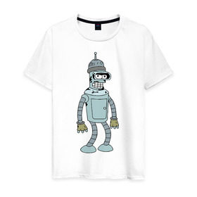 Мужская футболка хлопок с принтом Futurama (6) в Екатеринбурге, 100% хлопок | прямой крой, круглый вырез горловины, длина до линии бедер, слегка спущенное плечо. | Тематика изображения на принте: futurama | бендер | футурама