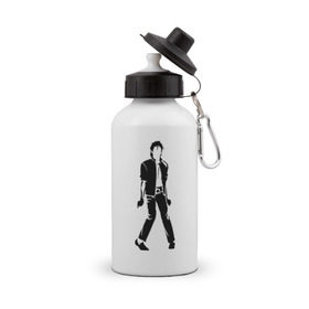 Бутылка спортивная с принтом Майкл Джексон (9) в Екатеринбурге, металл | емкость — 500 мл, в комплекте две пластиковые крышки и карабин для крепления | michael jackson | зщз | король | майкл джексон | поп