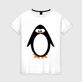 Женская футболка хлопок с принтом Пингвин в Екатеринбурге, 100% хлопок | прямой крой, круглый вырез горловины, длина до линии бедер, слегка спущенное плечо | 