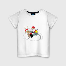 Детская футболка хлопок с принтом Санта-байкер в Екатеринбурге, 100% хлопок | круглый вырез горловины, полуприлегающий силуэт, длина до линии бедер | 2012 | new year | дед | дед мороз | нг | новый 2012 | новый год | олень | санта | санта клаус
