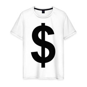 Мужская футболка хлопок с принтом знак доллара $ в Екатеринбурге, 100% хлопок | прямой крой, круглый вырез горловины, длина до линии бедер, слегка спущенное плечо. | dollar | бабло | бакс | валюта | деньги | доллар | знак доллара