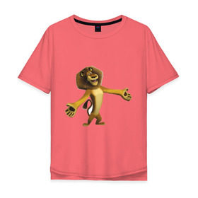 Мужская футболка хлопок Oversize с принтом Мадагаскар-Лев (2) в Екатеринбурге, 100% хлопок | свободный крой, круглый ворот, “спинка” длиннее передней части | madagascar | лев | мадагаскар
