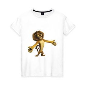 Женская футболка хлопок с принтом Мадагаскар-Лев (2) в Екатеринбурге, 100% хлопок | прямой крой, круглый вырез горловины, длина до линии бедер, слегка спущенное плечо | madagascar | лев | мадагаскар