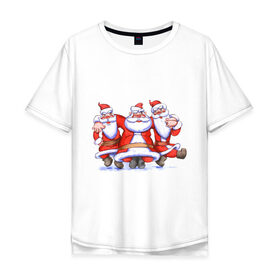 Мужская футболка хлопок Oversize с принтом Деды Морозы в Екатеринбурге, 100% хлопок | свободный крой, круглый ворот, “спинка” длиннее передней части | 2012 | new year | дед мороз | нг | новый 2012 | новый год | санта | санта клаус