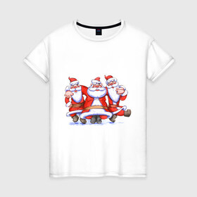Женская футболка хлопок с принтом Деды Морозы в Екатеринбурге, 100% хлопок | прямой крой, круглый вырез горловины, длина до линии бедер, слегка спущенное плечо | 2012 | new year | дед мороз | нг | новый 2012 | новый год | санта | санта клаус