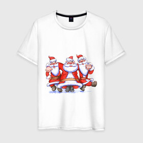 Мужская футболка хлопок с принтом Деды Морозы в Екатеринбурге, 100% хлопок | прямой крой, круглый вырез горловины, длина до линии бедер, слегка спущенное плечо. | 2012 | new year | дед мороз | нг | новый 2012 | новый год | санта | санта клаус