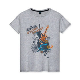 Женская футболка хлопок с принтом Electric dreamer в Екатеринбурге, 100% хлопок | прямой крой, круглый вырез горловины, длина до линии бедер, слегка спущенное плечо | гитара