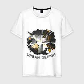 Мужская футболка хлопок с принтом Urban Design (3) в Екатеринбурге, 100% хлопок | прямой крой, круглый вырез горловины, длина до линии бедер, слегка спущенное плечо. | 