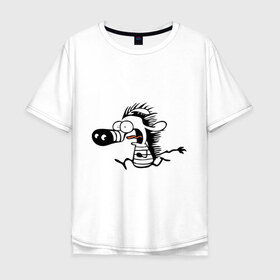 Мужская футболка хлопок Oversize с принтом Зебра в Екатеринбурге, 100% хлопок | свободный крой, круглый ворот, “спинка” длиннее передней части | 