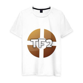 Мужская футболка хлопок с принтом Team Fortress 2 (2) в Екатеринбурге, 100% хлопок | прямой крой, круглый вырез горловины, длина до линии бедер, слегка спущенное плечо. | shooter | team fortress 2 | tf2 логотип | стрелялка | шутер