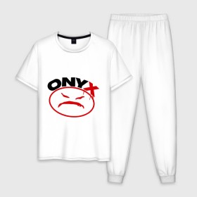 Мужская пижама хлопок с принтом Onyx в Екатеринбурге, 100% хлопок | брюки и футболка прямого кроя, без карманов, на брюках мягкая резинка на поясе и по низу штанин
 | Тематика изображения на принте: gangsta | hip hop | hop | оникс | хоп